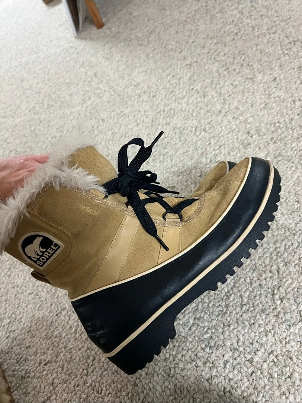 Sorel Cream Faux-Fur Lined Winter Boot